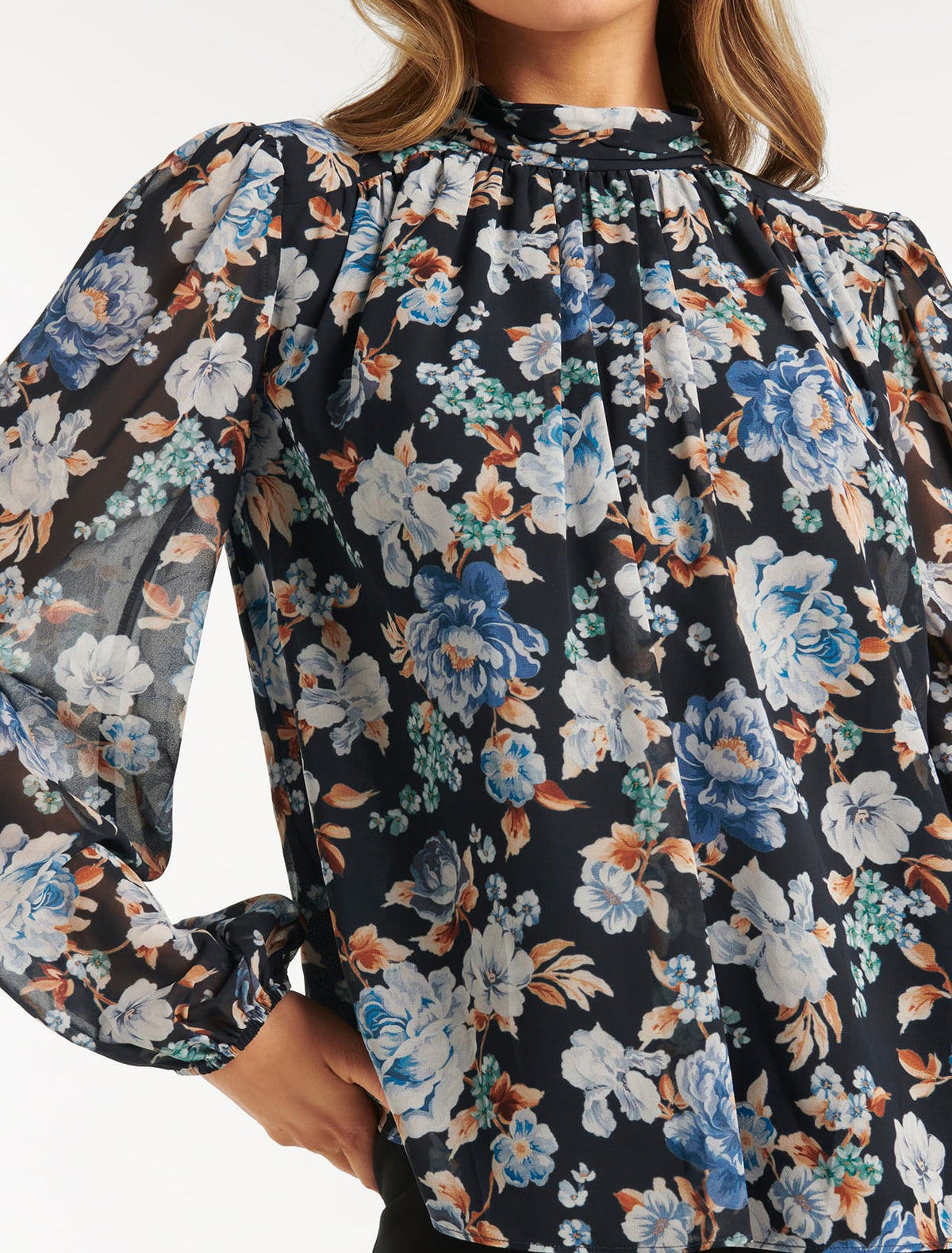 Harper High Neck Blouse Verona Floral
