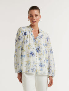 Gwen Button Detail Blouse Porcelain Augustine Floral