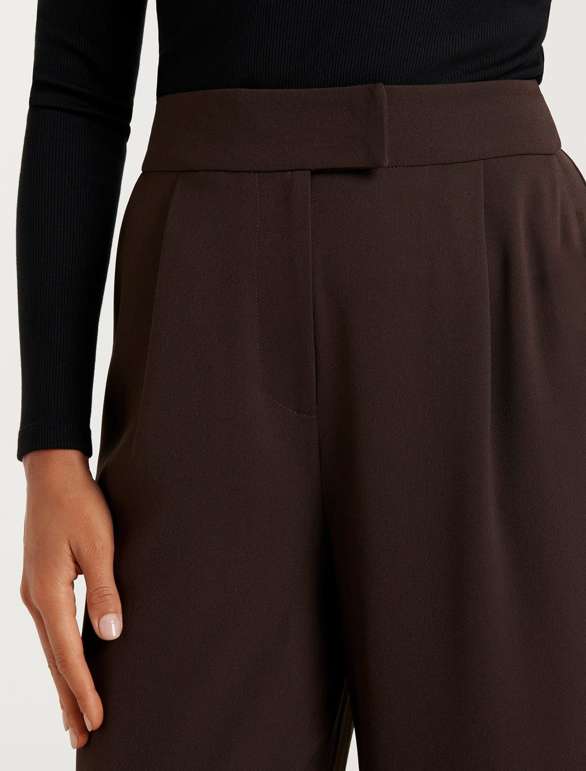 Nylah High Waisted Wide Leg Pants Midnight Mocha