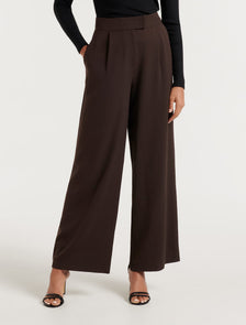 Nylah High Waisted Wide Leg Pants Midnight Mocha