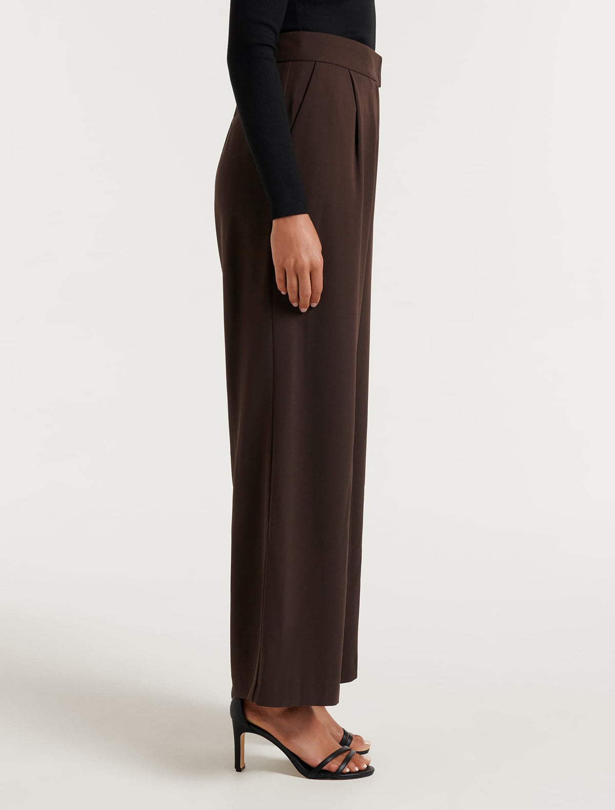Nylah High Waisted Wide Leg Pants Midnight Mocha