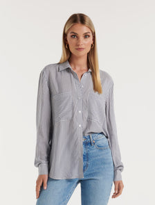 Adara Stripe Shirt Brighter Blue Stripe