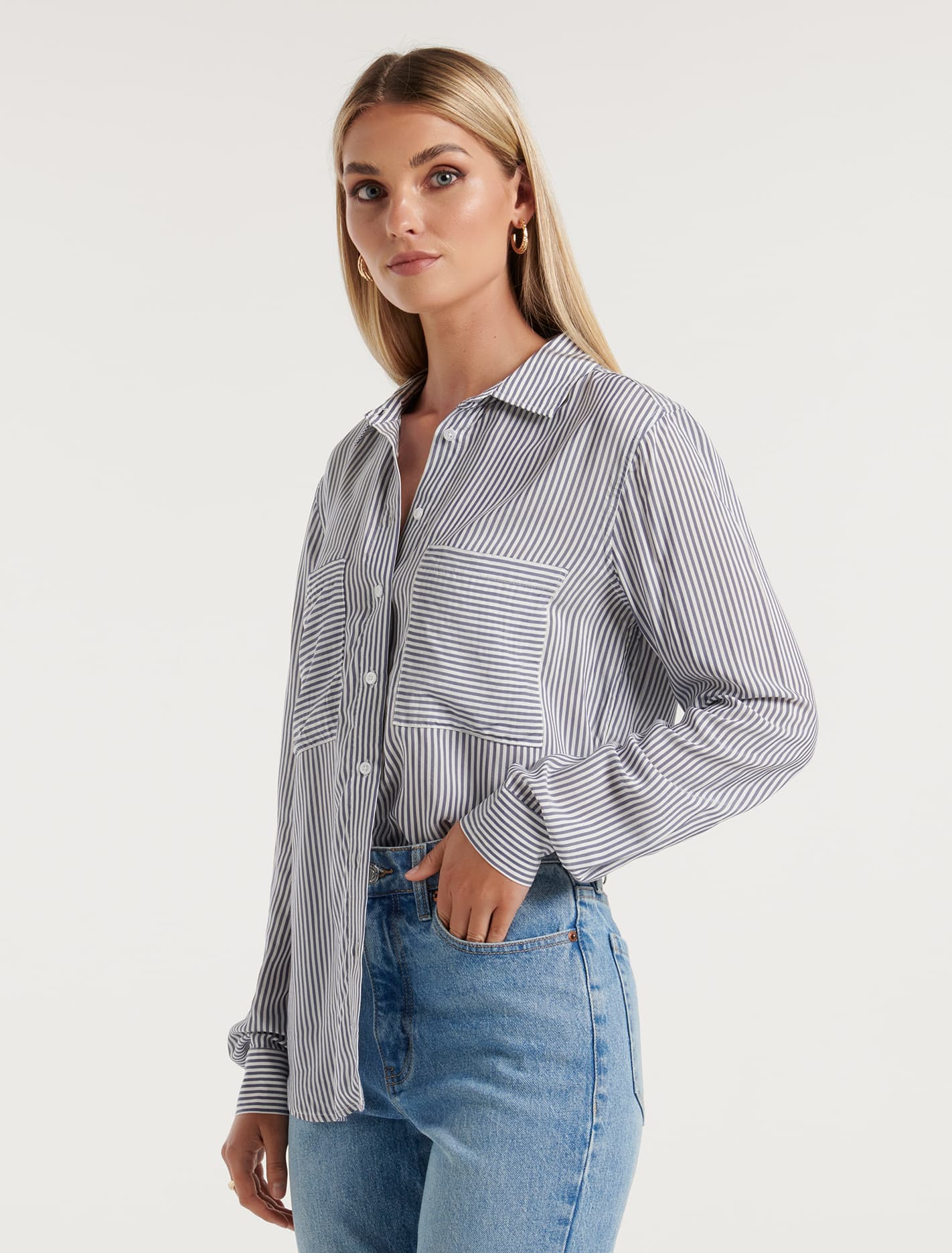 Adara Stripe Shirt Brighter Blue Stripe