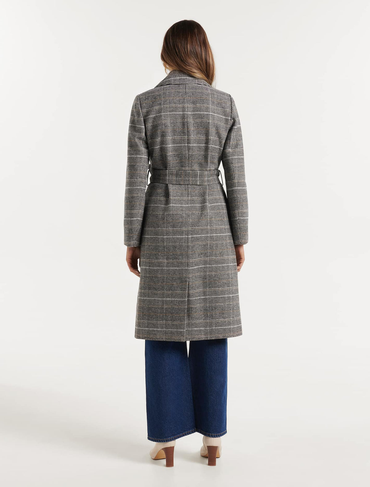 Lexi Belted Check Coat Brown Check