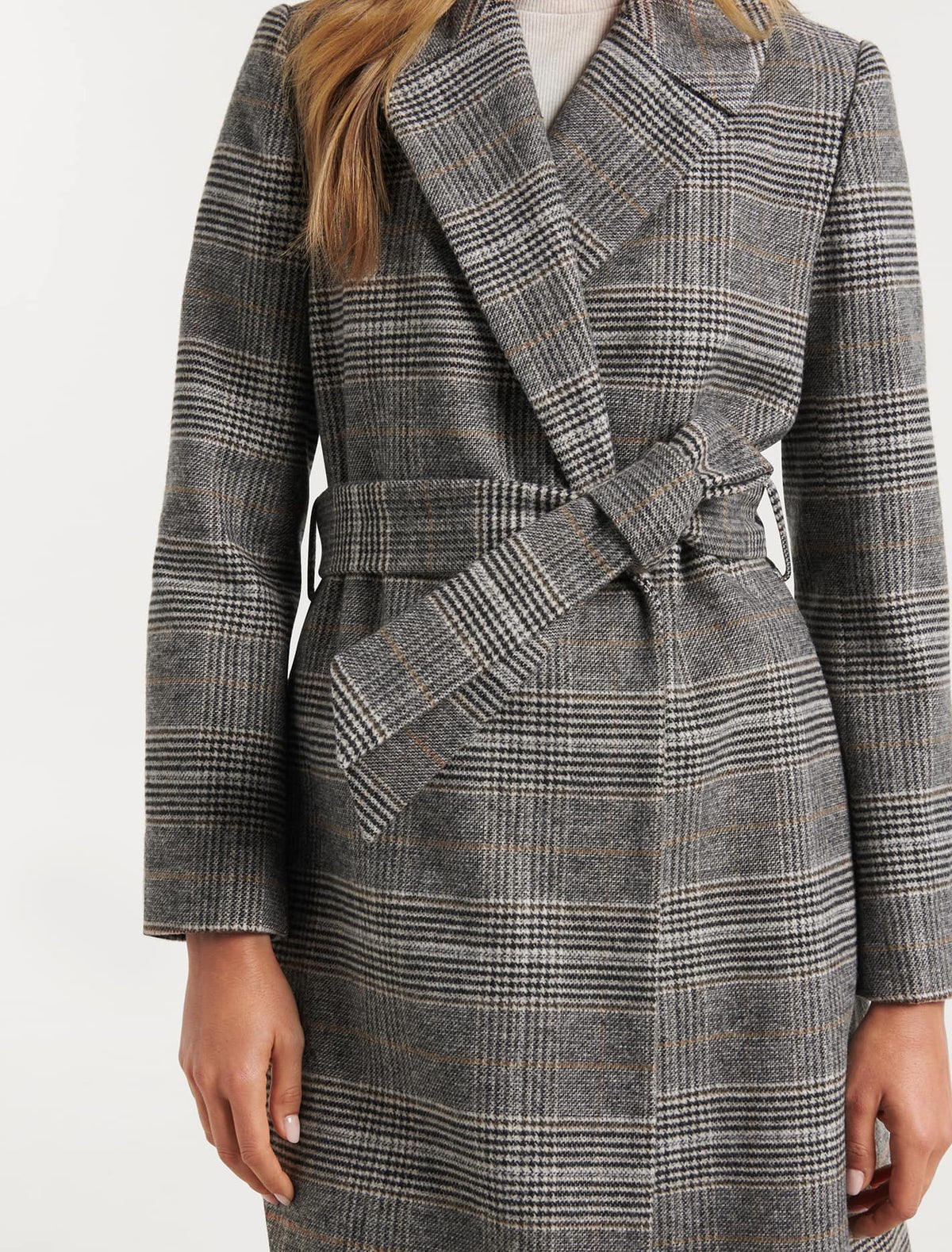 Lexi Belted Check Coat Brown Check
