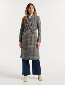 Lexi Belted Check Coat Brown Check