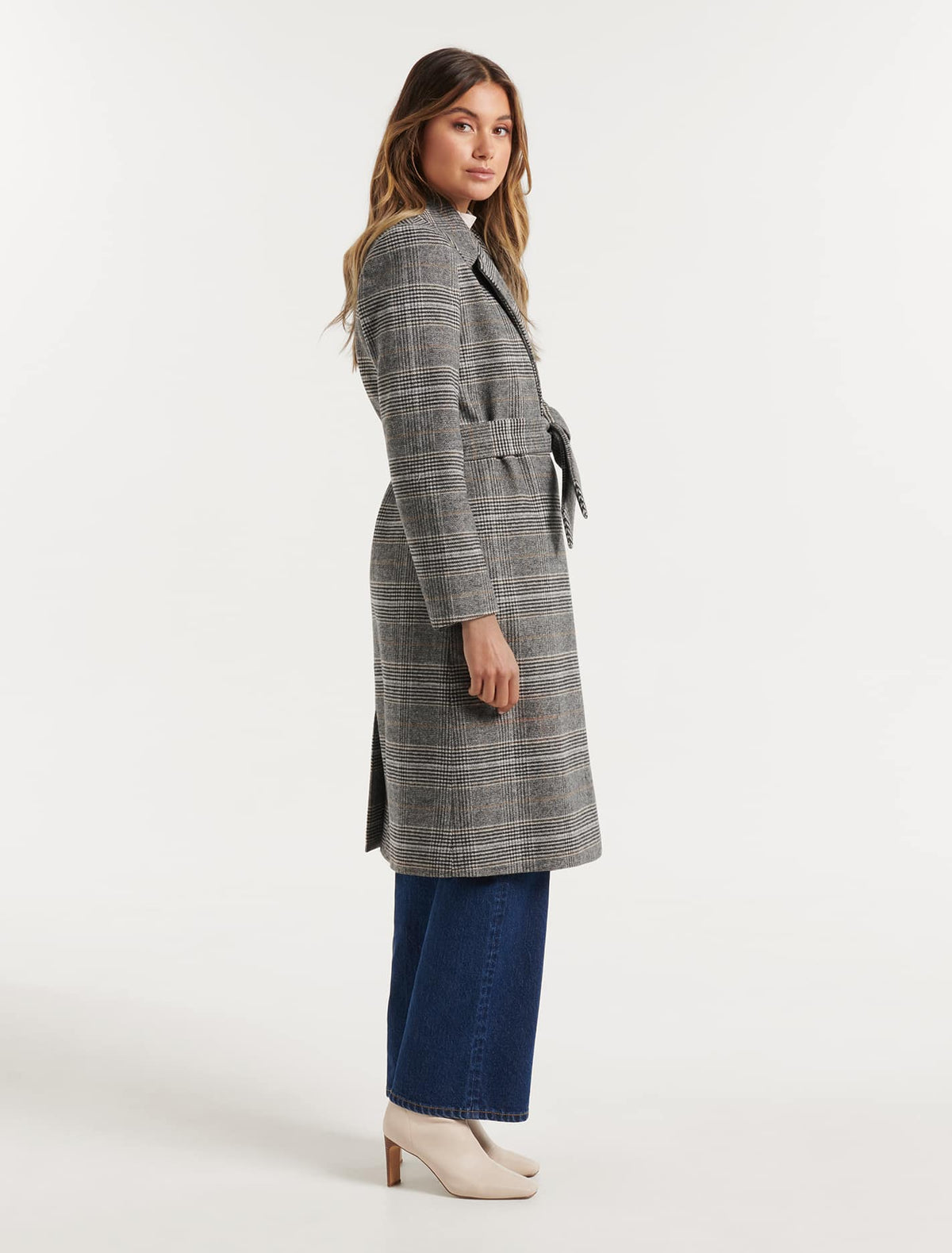Lexi Belted Check Coat Brown Check