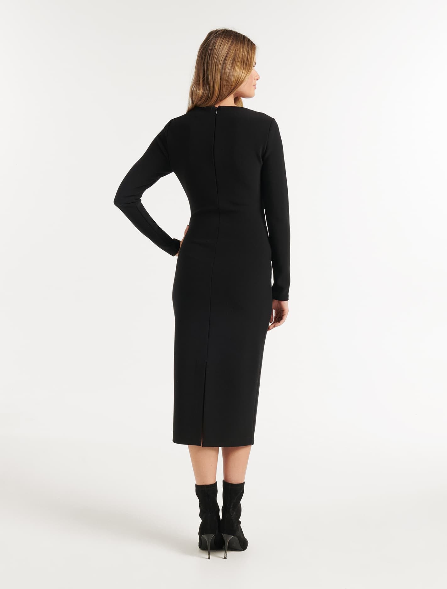 Clio Long Sleeve Midi Dress Black