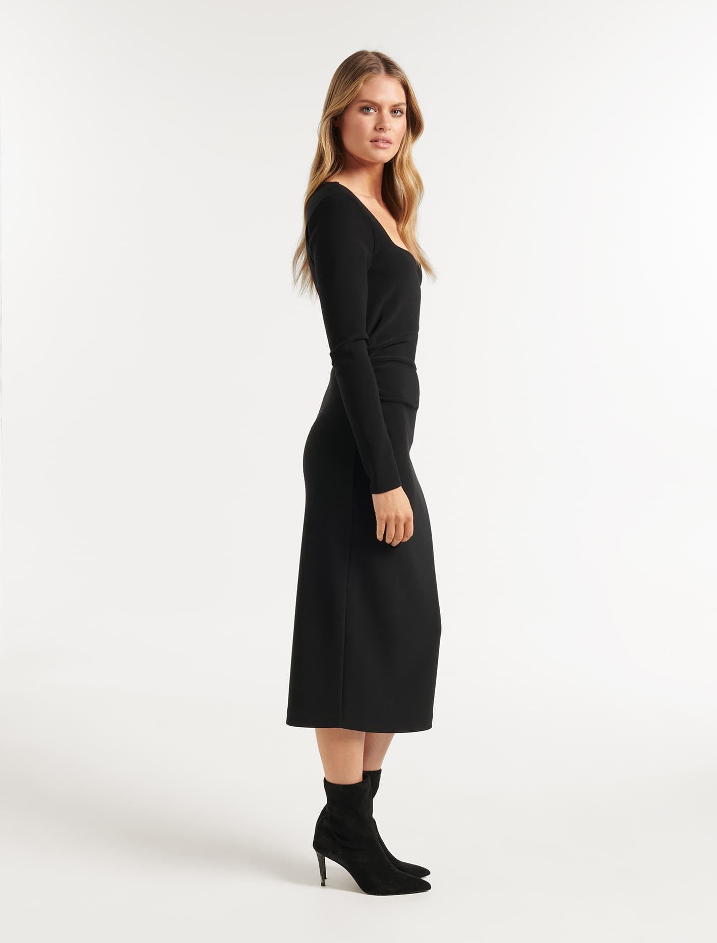 Clio Long Sleeve Midi Dress Black
