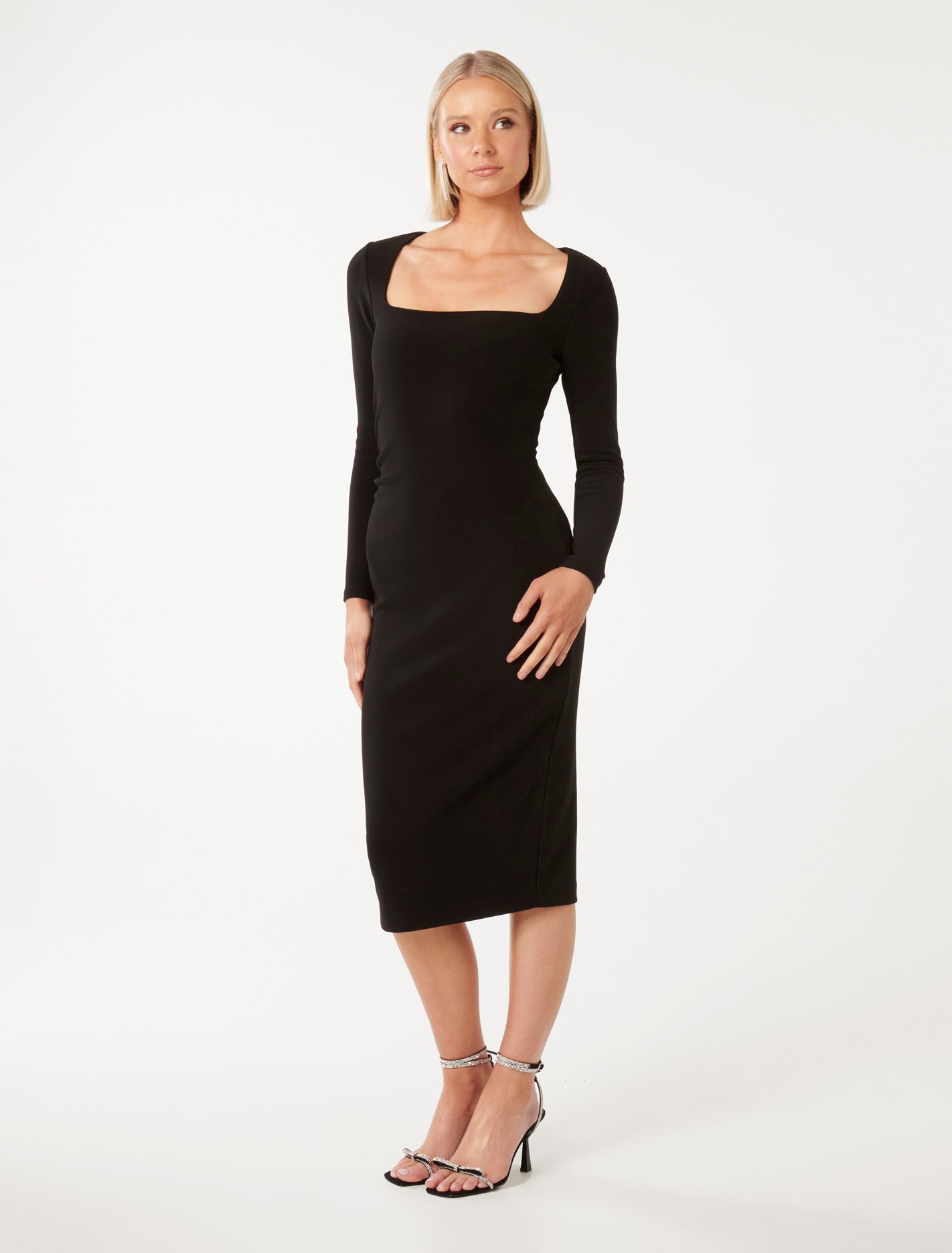 Clio Long Sleeve Midi Dress Black