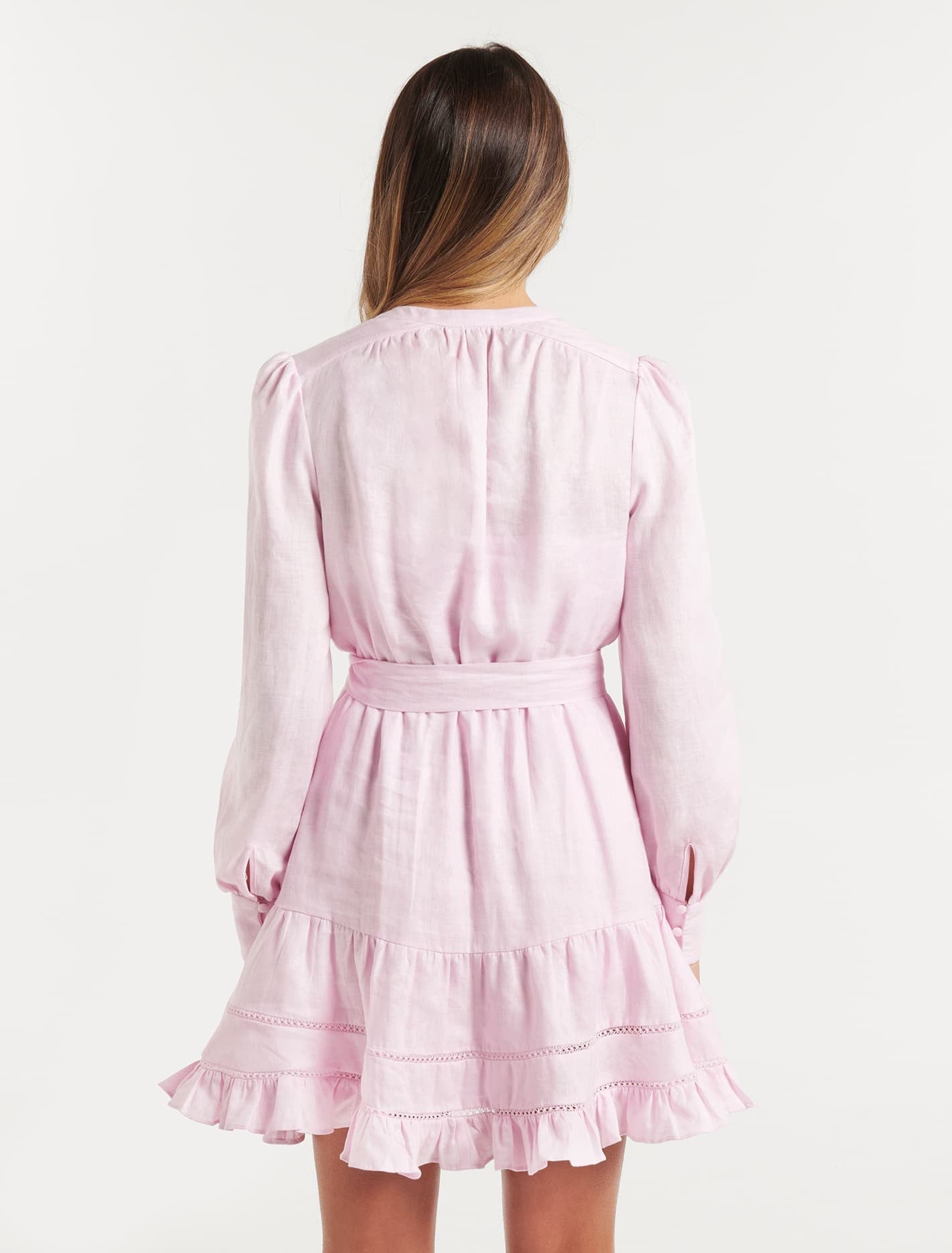 Amelia Button Up Linen Skater Mini Petal
