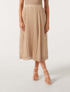 Hailee Pleated Skirt Tan Porter Geo