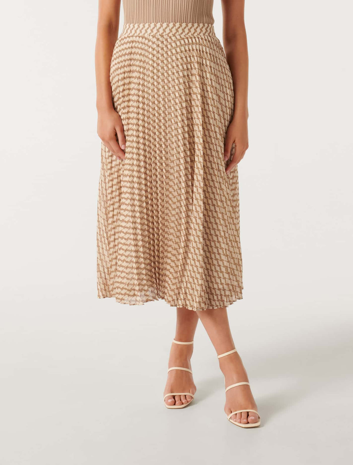Hailee Pleated Skirt Tan Porter Geo