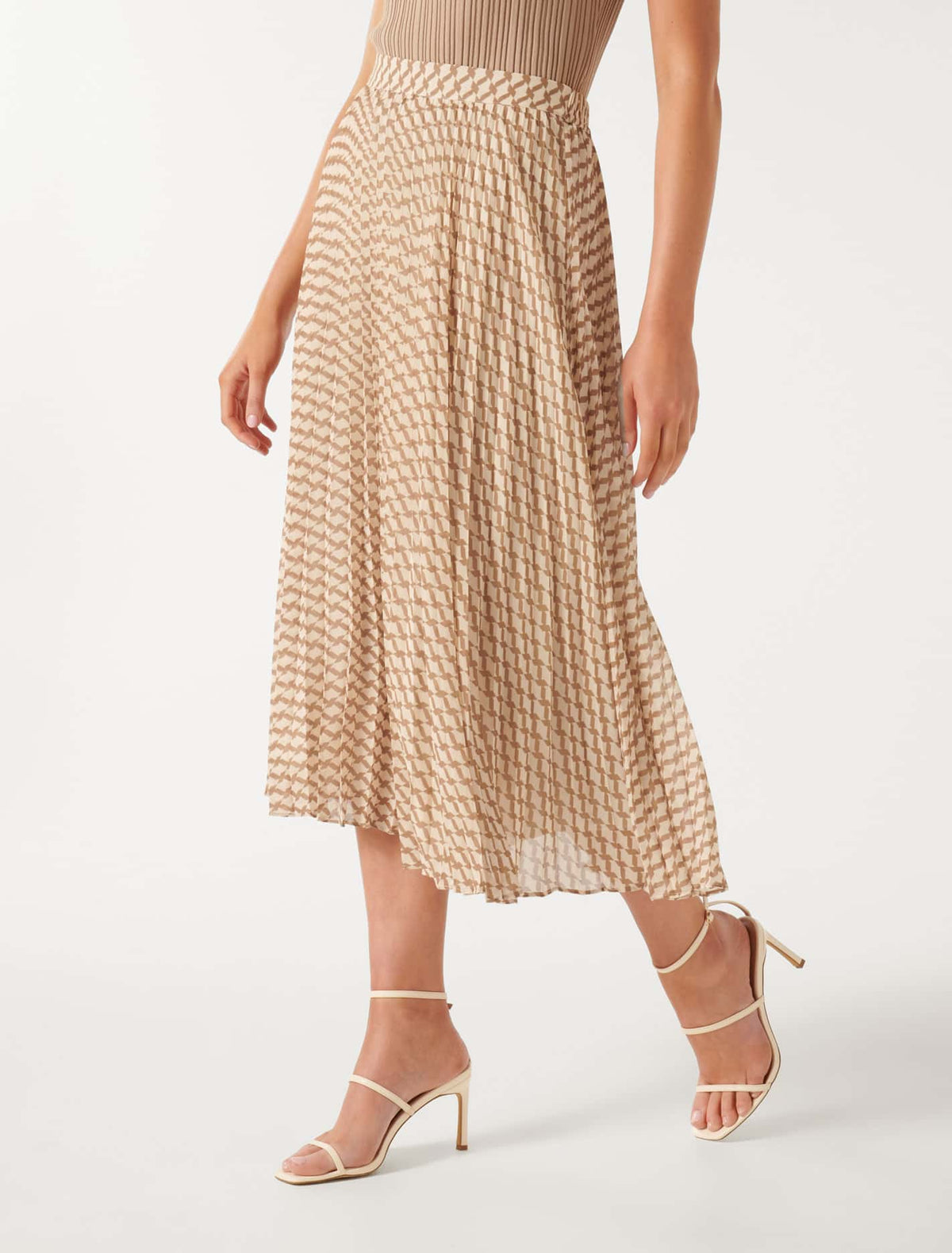 Hailee Pleated Skirt Tan Porter Geo