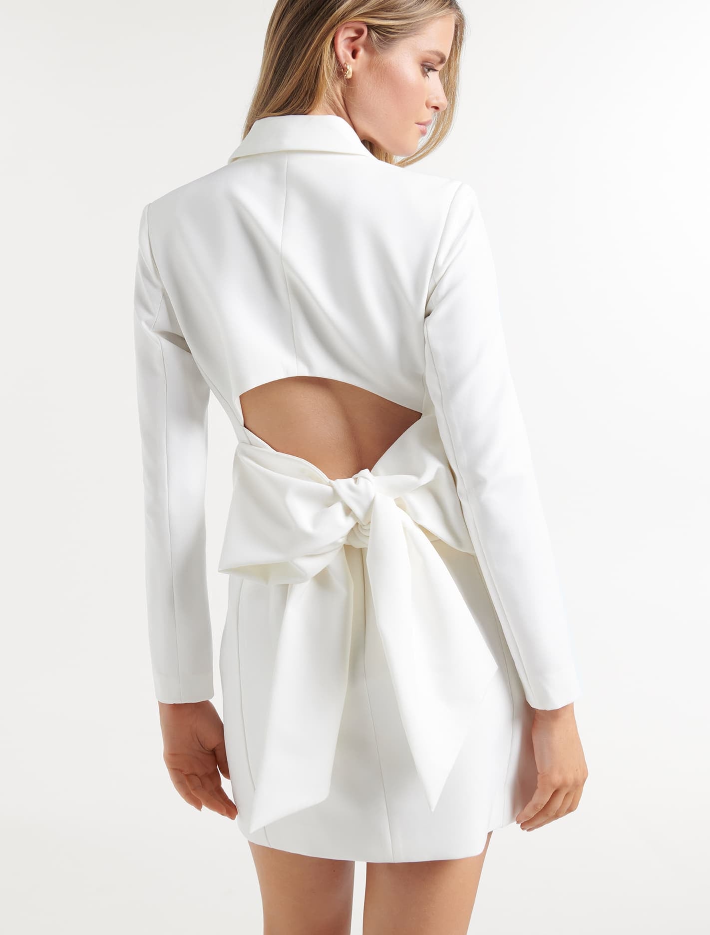 Indianna Cut Out Back Blazer Dress White
