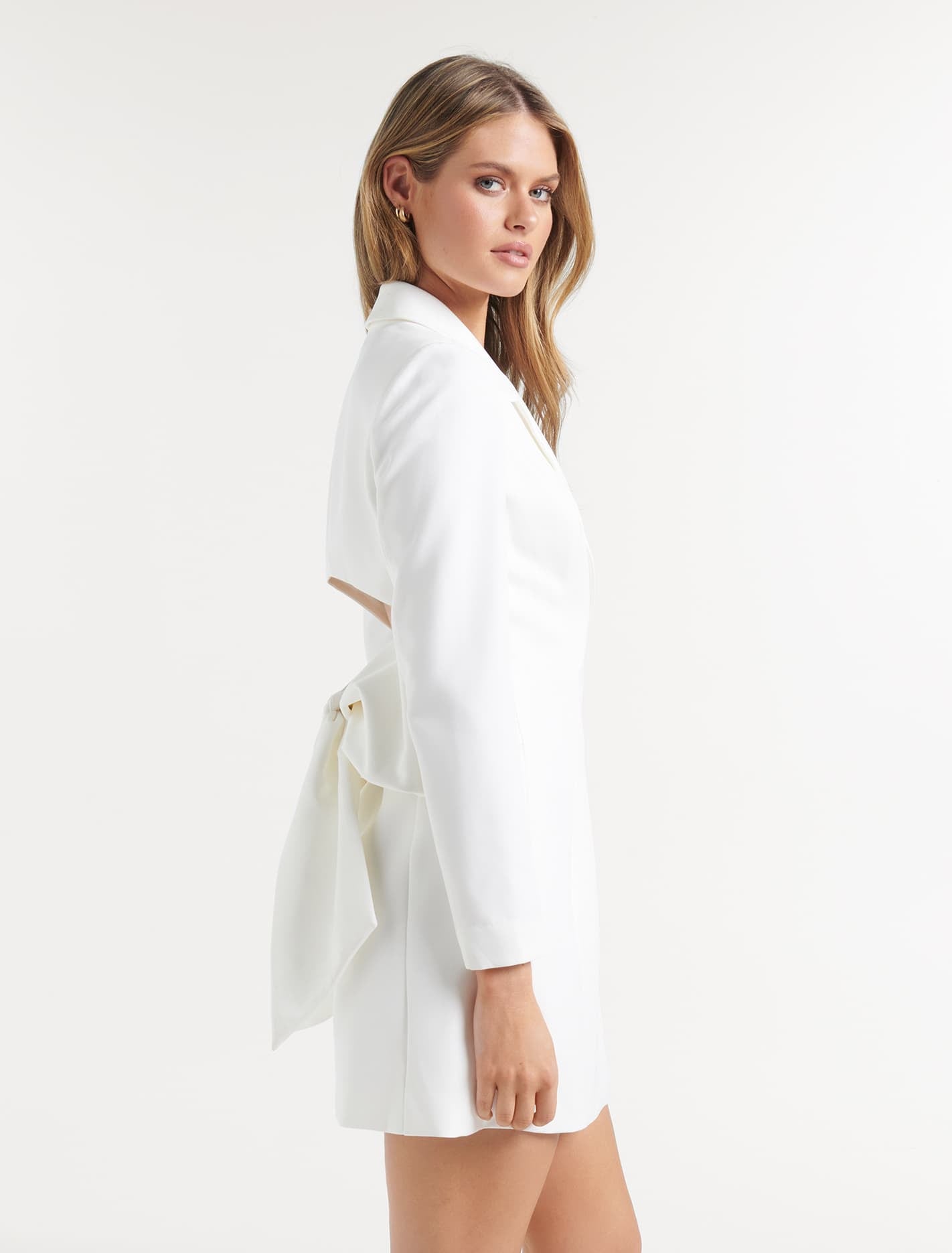 Indianna Cut Out Back Blazer Dress White
