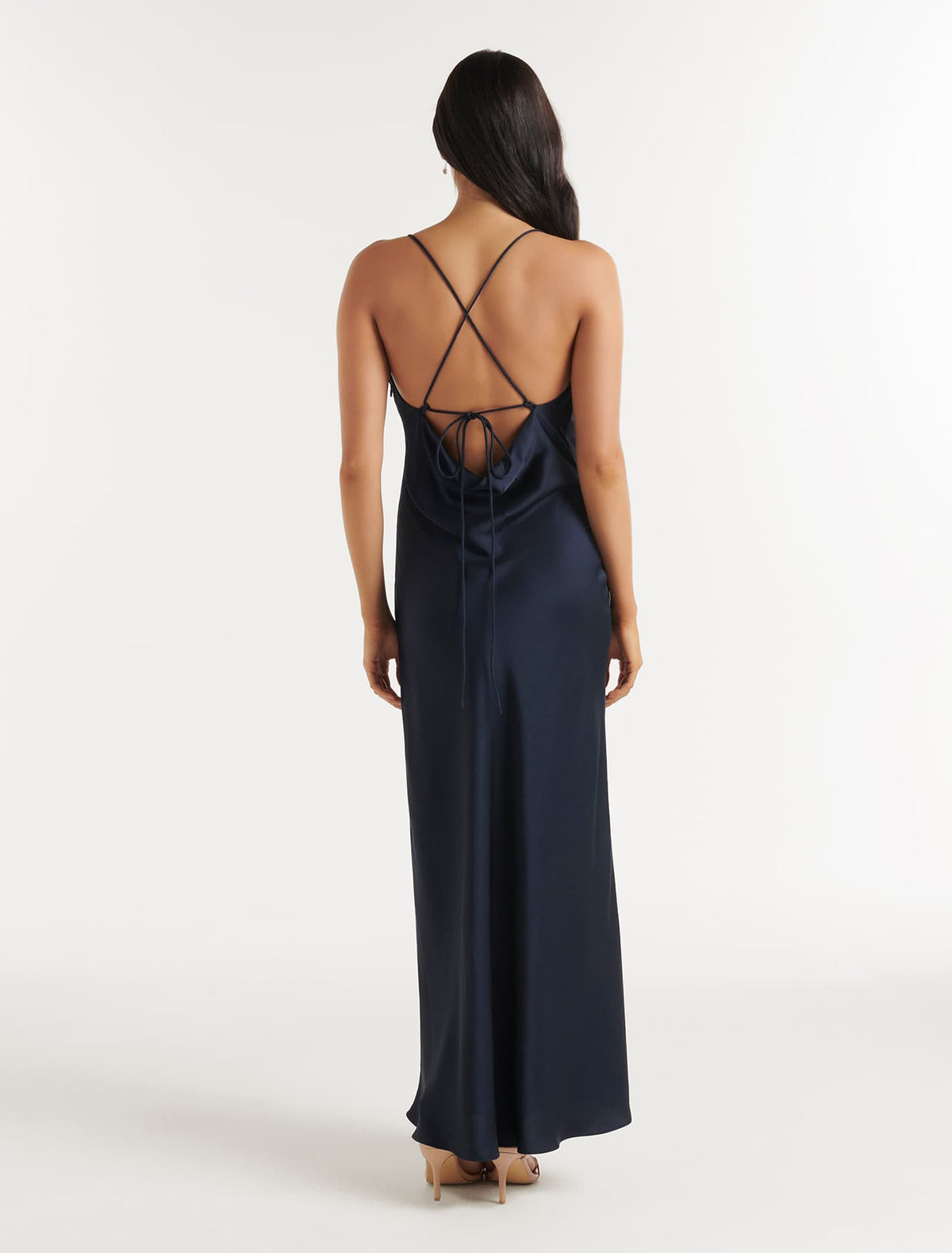 Blair Back Detail Midi Dress Navy