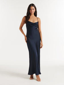 Blair Back Detail Midi Dress Navy