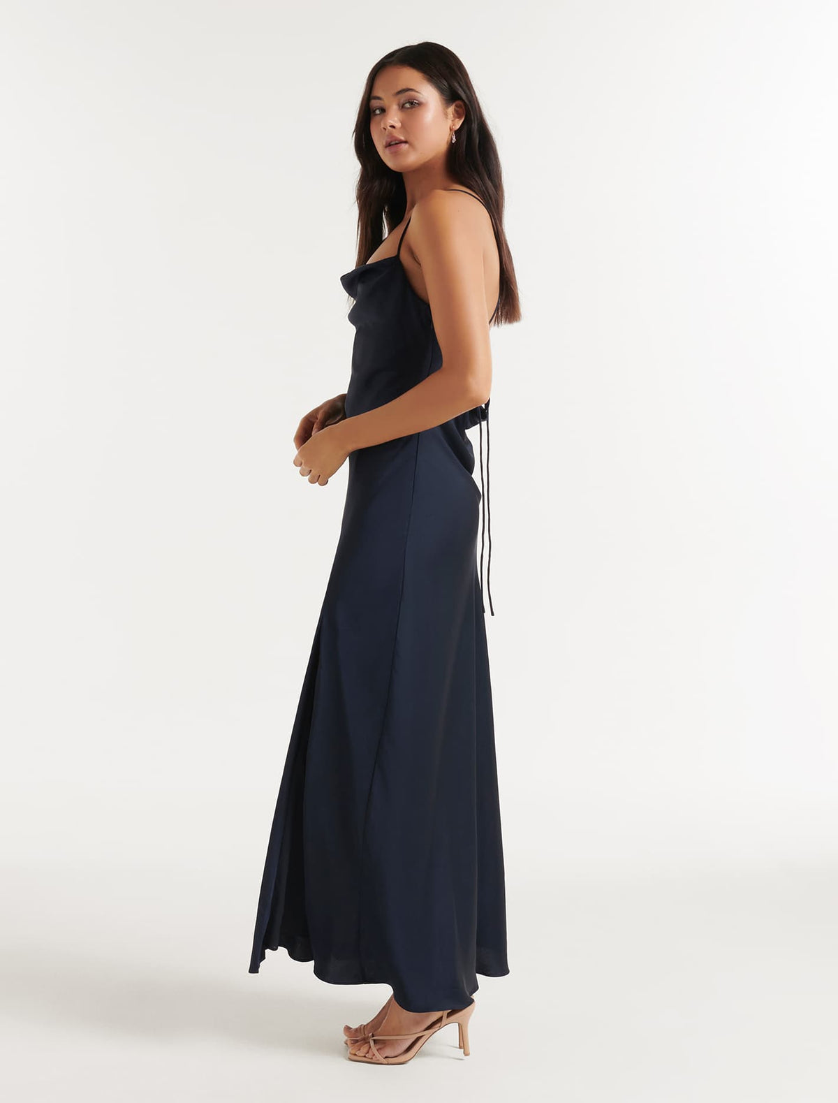 Blair Back Detail Midi Dress Navy
