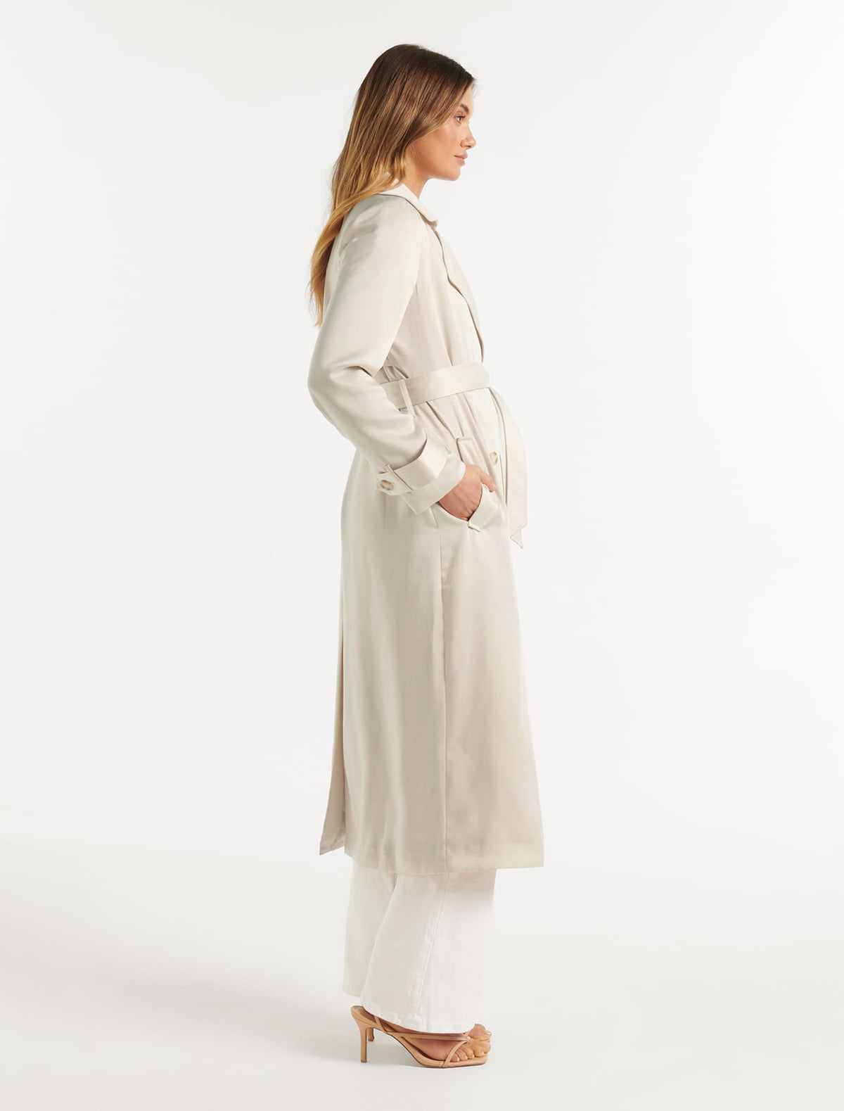 Sally Satin Trench Champagne