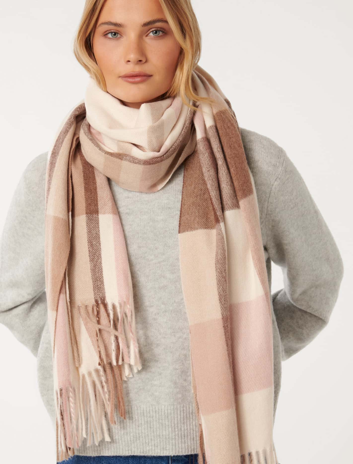 Ada Check Scarf Blush/Brown