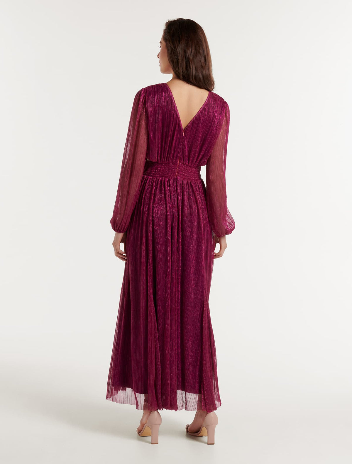 Cassandra Cut Out Plisse Dress Fuchsia Pink