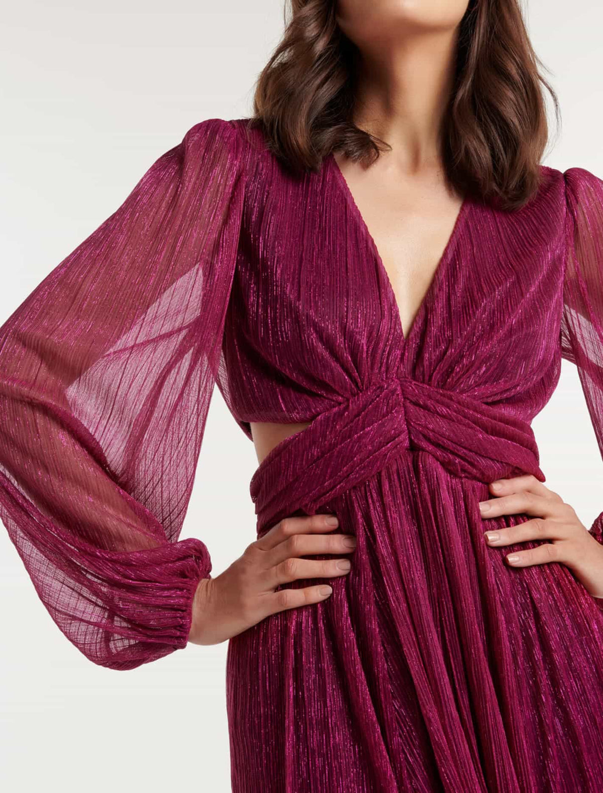 Cassandra Cut Out Plisse Dress Fuchsia Pink