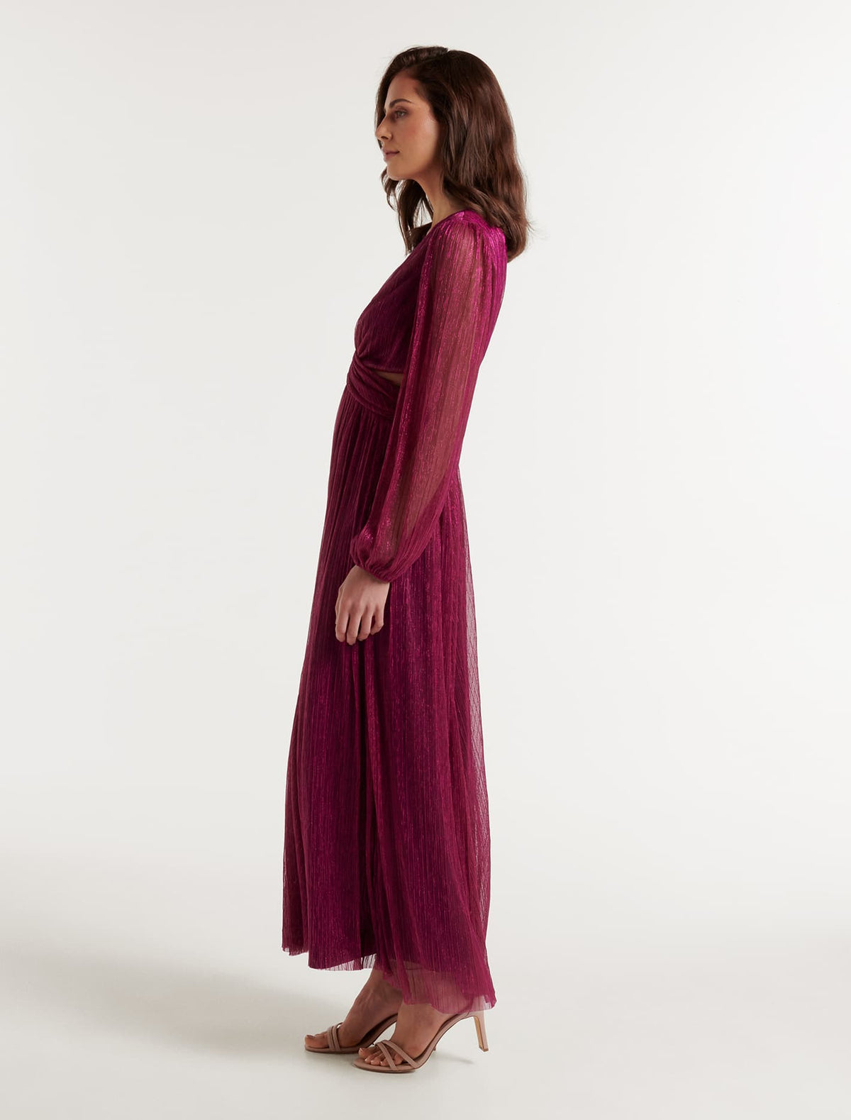 Cassandra Cut Out Plisse Dress Fuchsia Pink