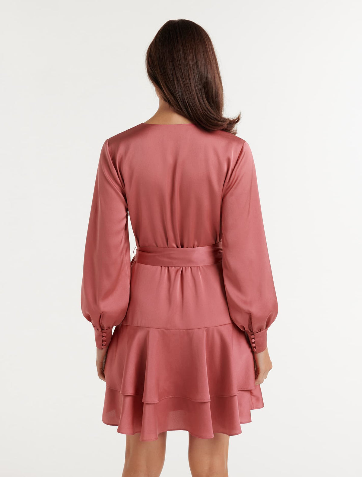 Emerson Long Sleeve Satin Mini Slate Rose