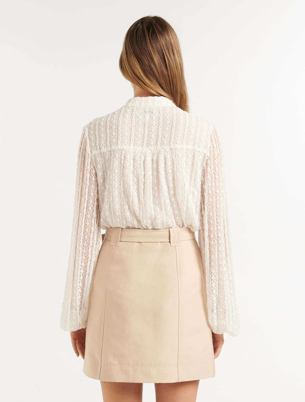 Esme Lace Button Down Blouse Porcelain