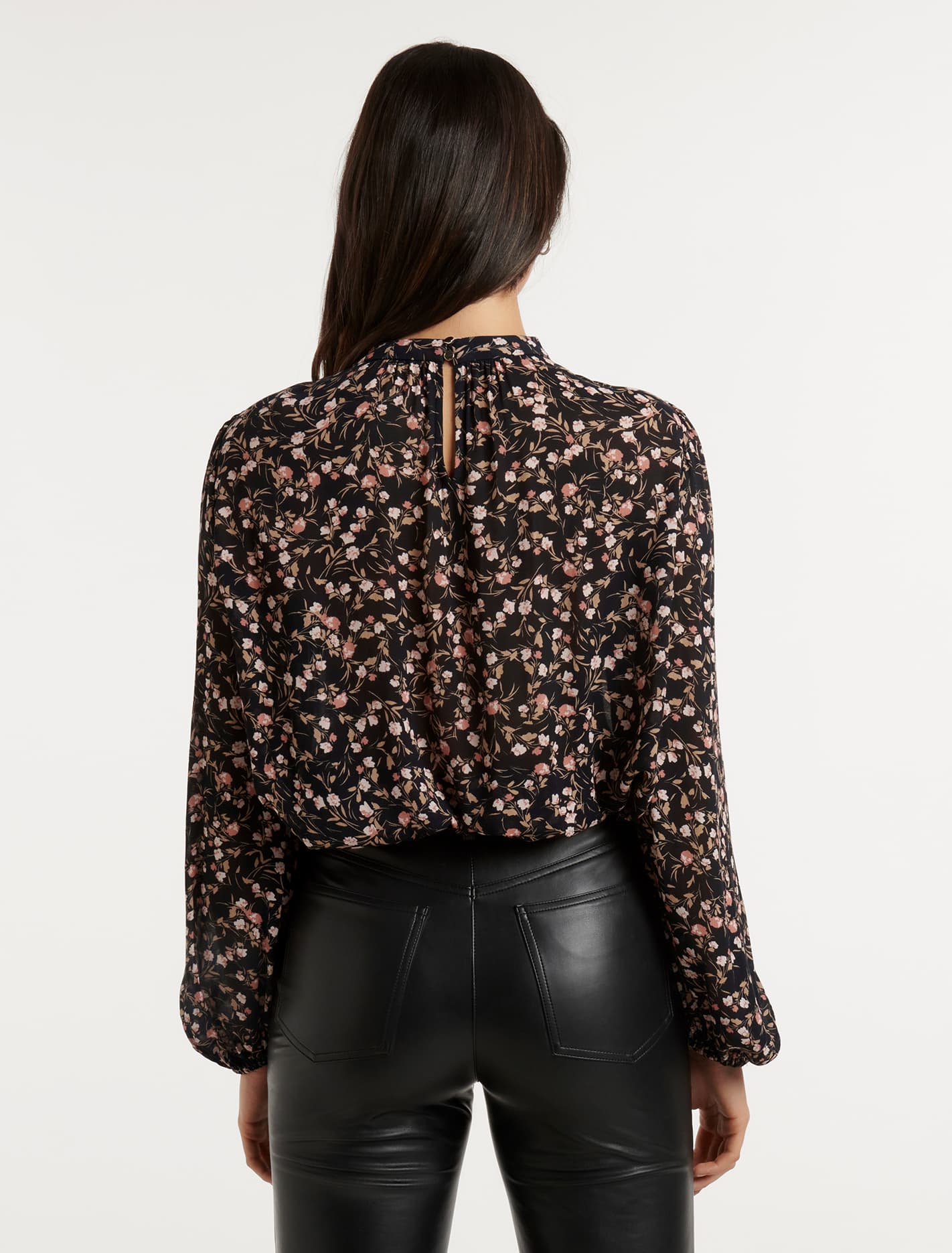 Sasha Cord Detail Blouse Peach Belmont Ditsy