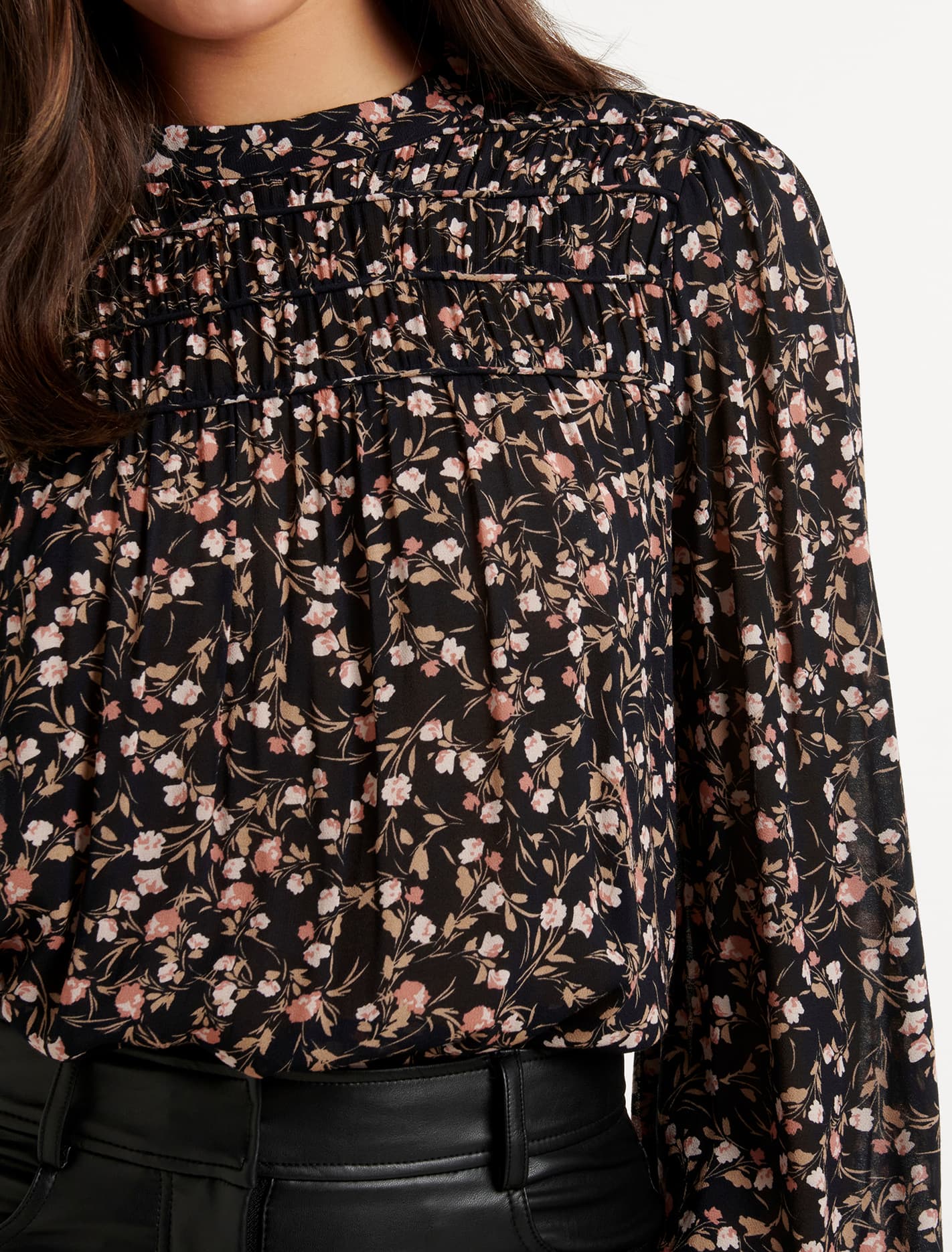 Sasha Cord Detail Blouse Peach Belmont Ditsy