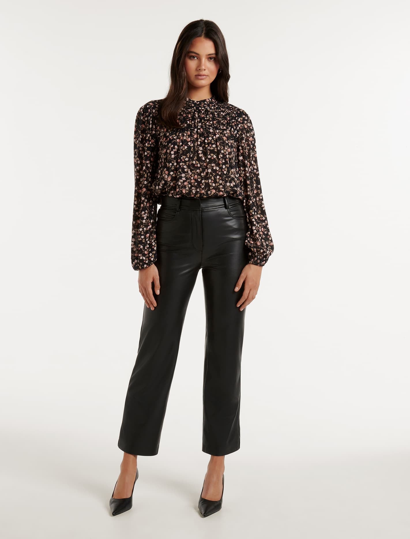 Sasha Cord Detail Blouse Peach Belmont Ditsy