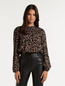 Sasha Cord Detail Blouse Peach Belmont Ditsy