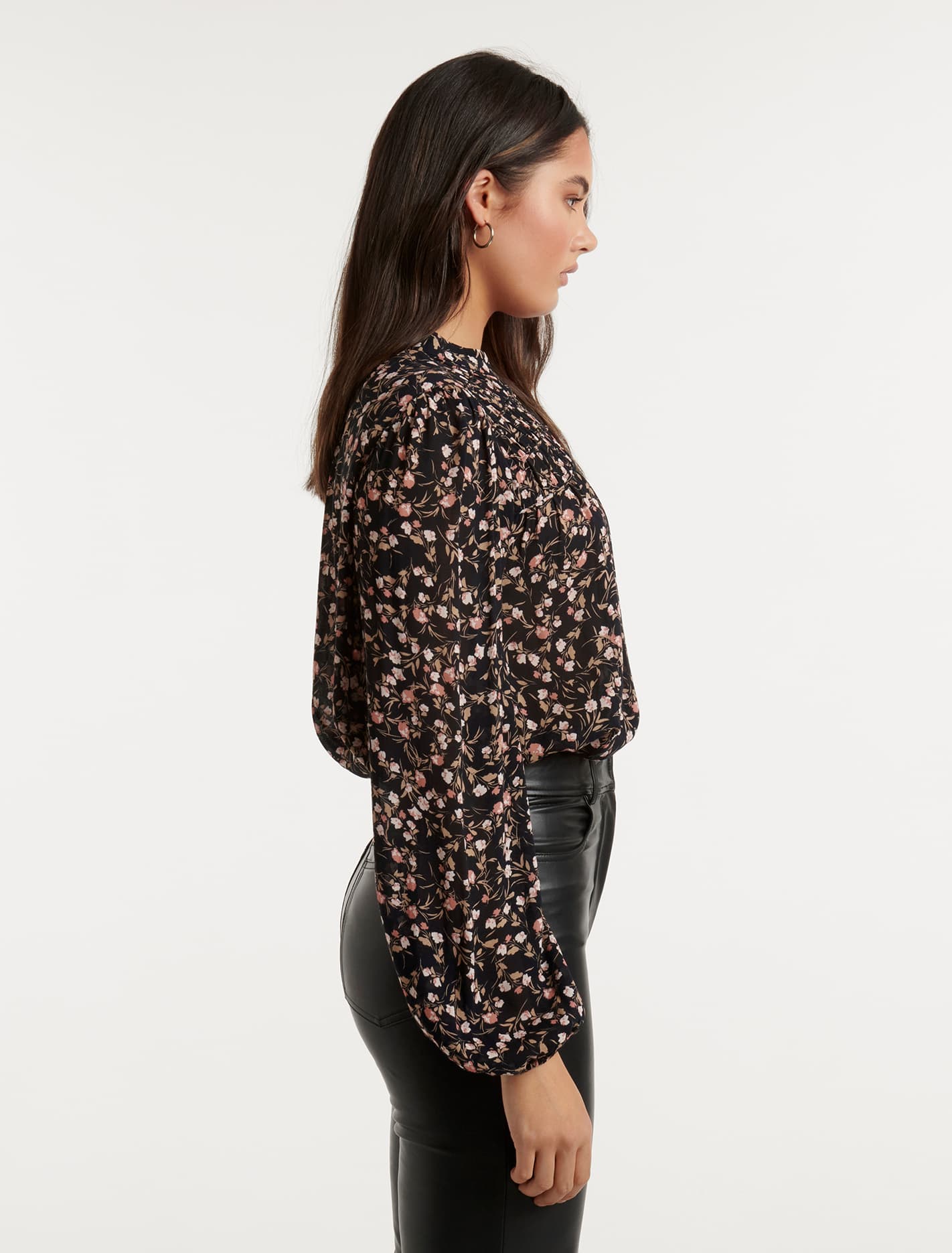 Sasha Cord Detail Blouse Peach Belmont Ditsy