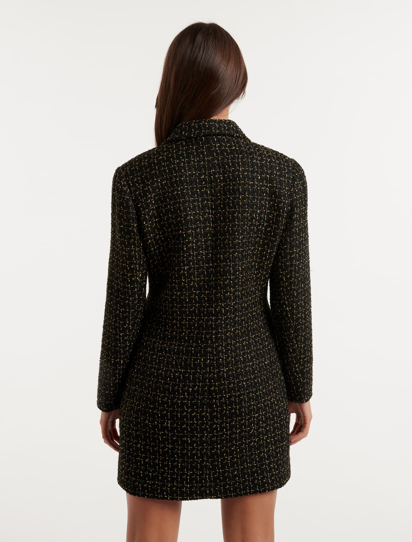 Betty Tweed Blazer Dress Black / Gold Metallic