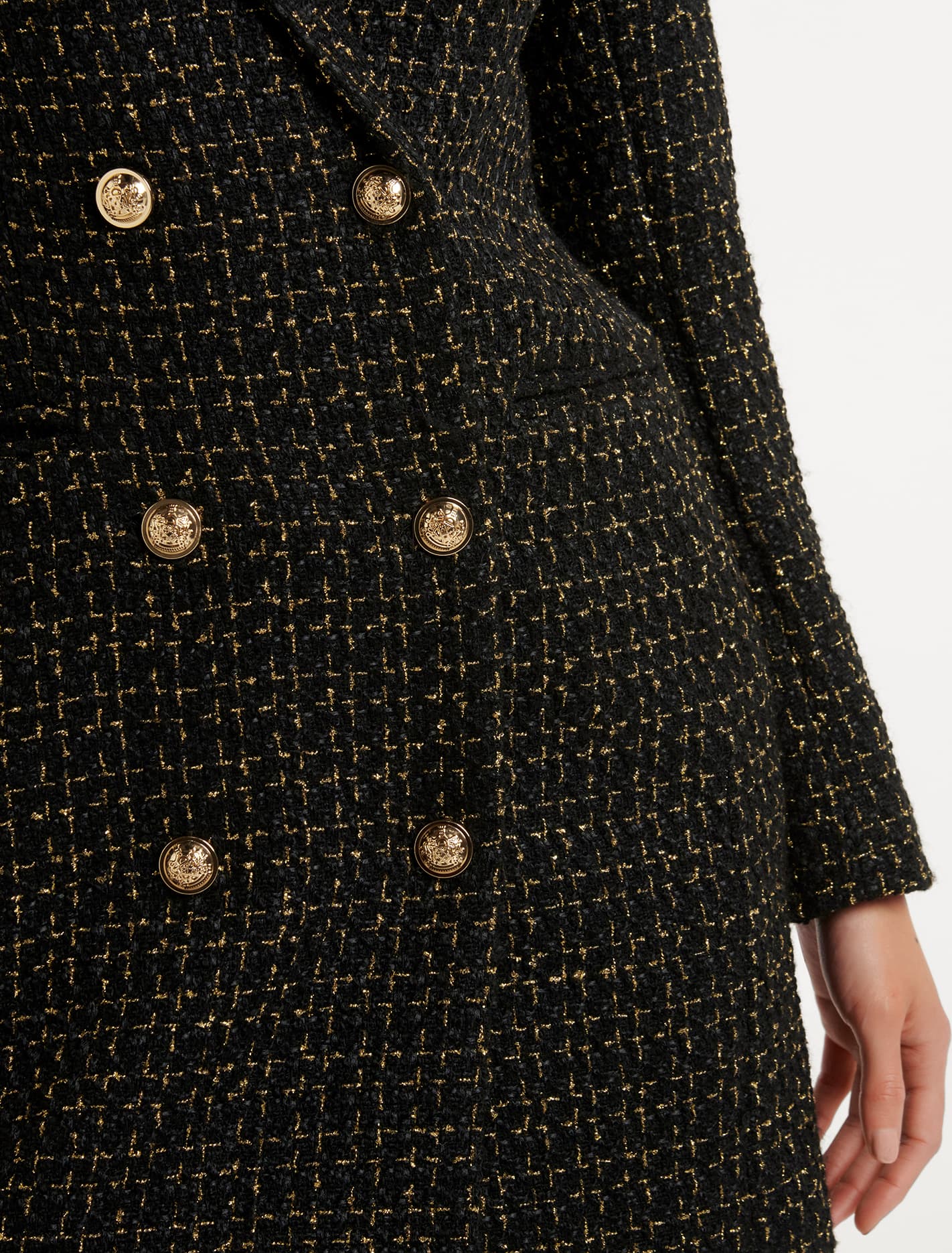 Betty Tweed Blazer Dress Black / Gold Metallic
