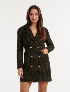 Betty Tweed Blazer Dress Black / Gold Metallic