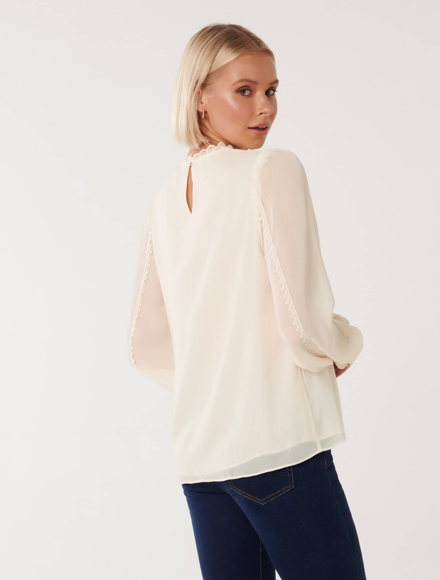 Dion Lace Insert Blouse Lottie Cream