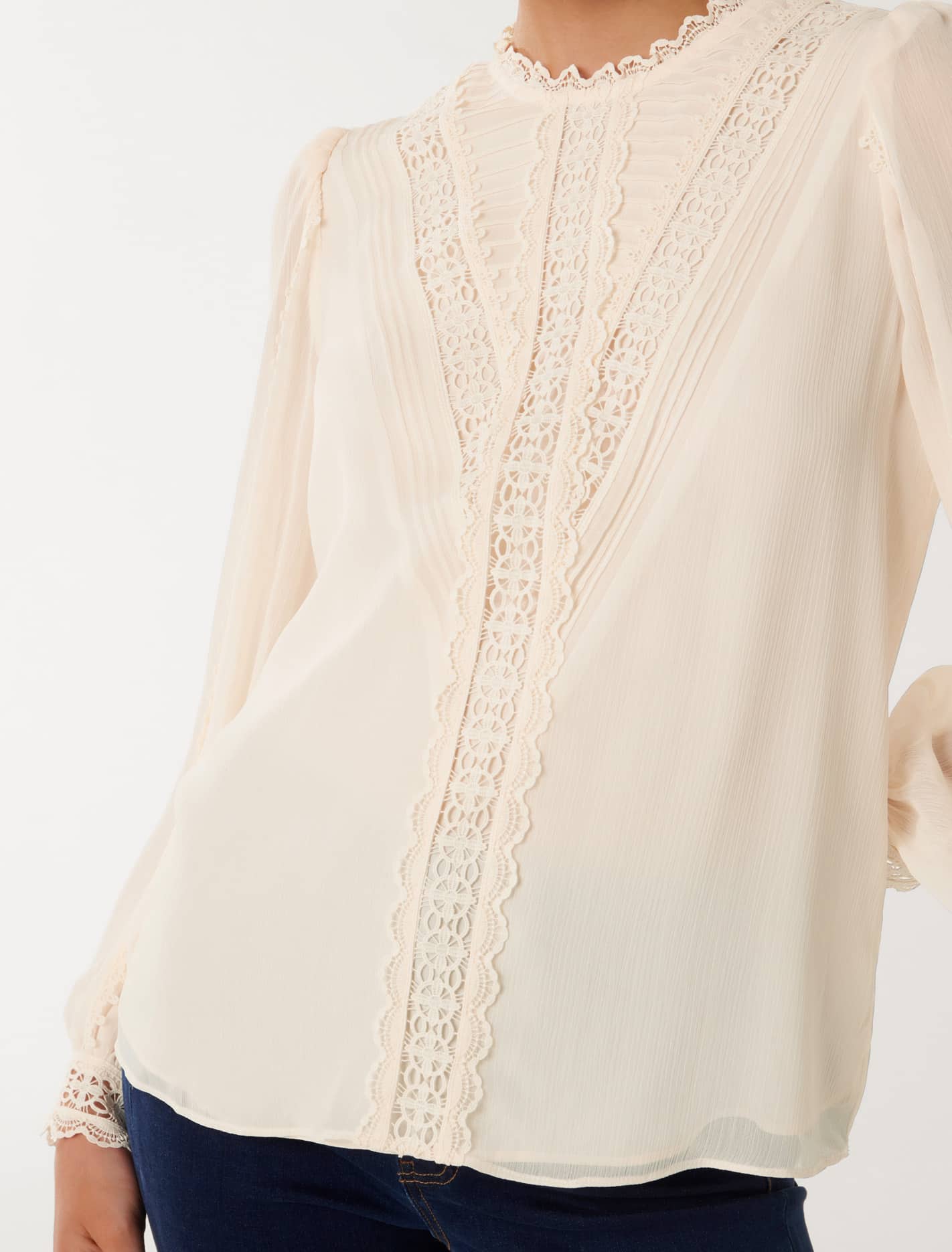 Dion Lace Insert Blouse Lottie Cream
