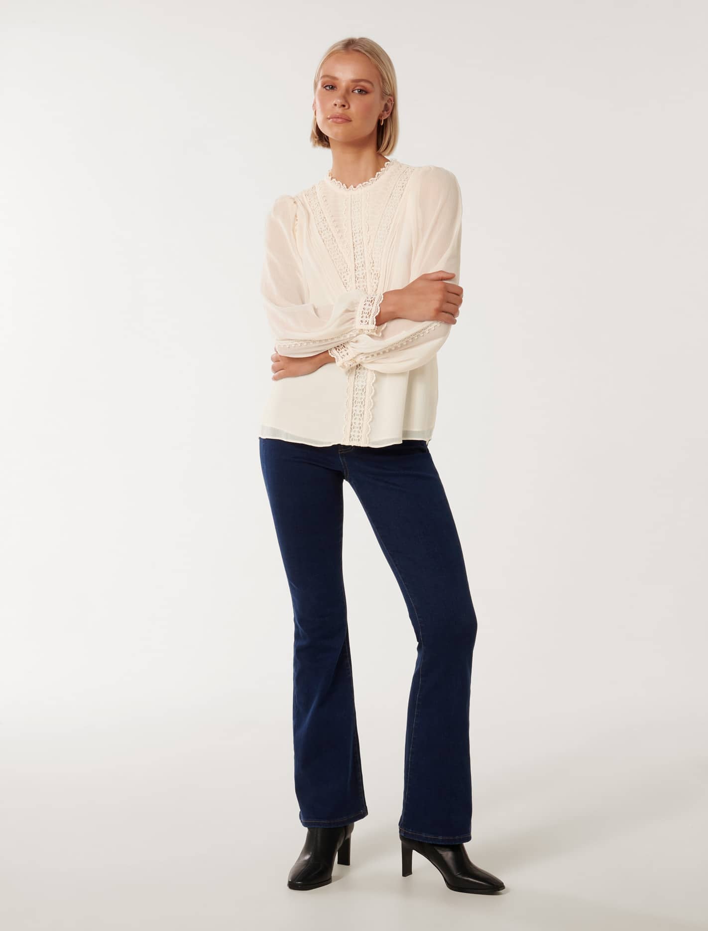 Dion Lace Insert Blouse Lottie Cream