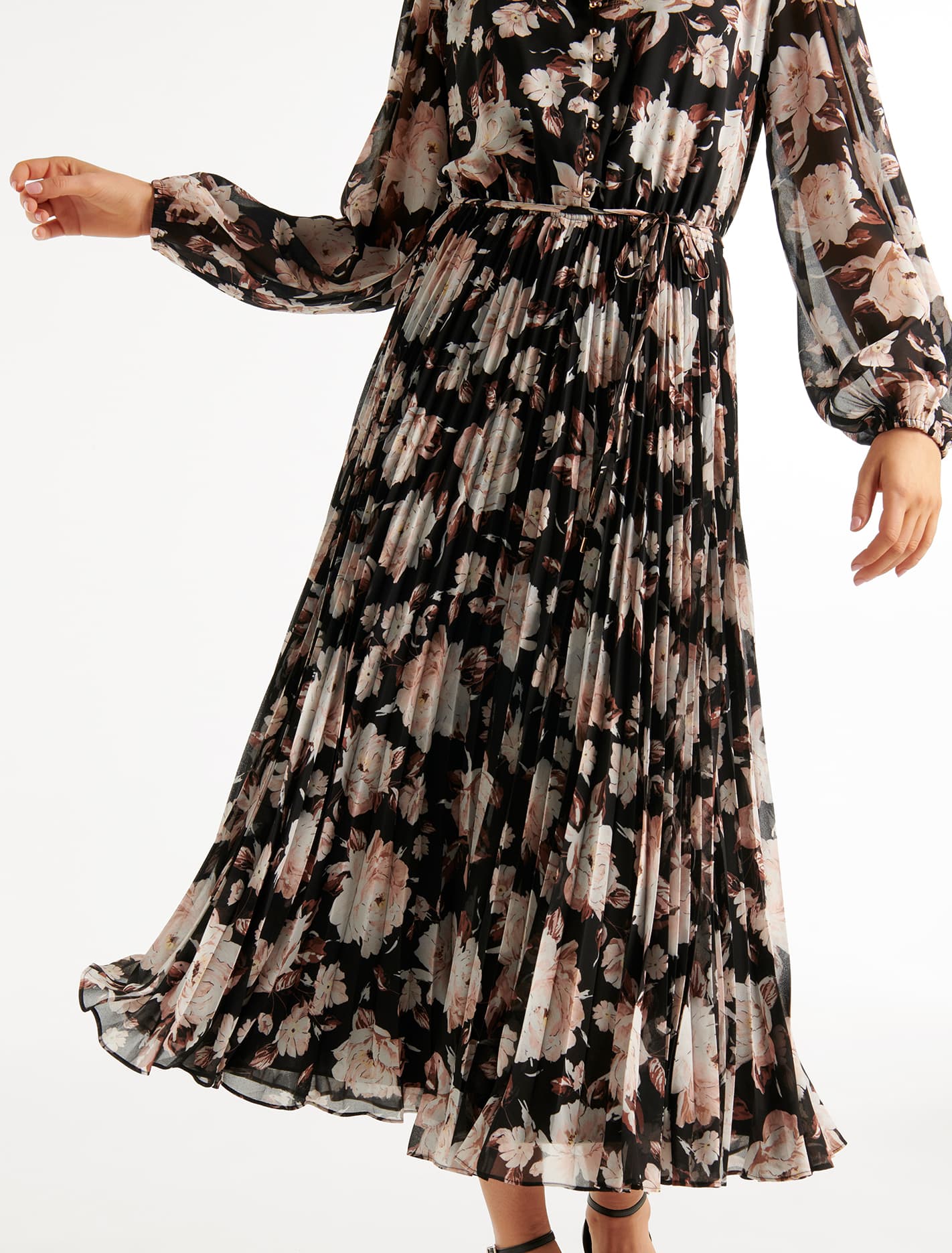 Zena Button Up Midi Dress Blackwood Floral