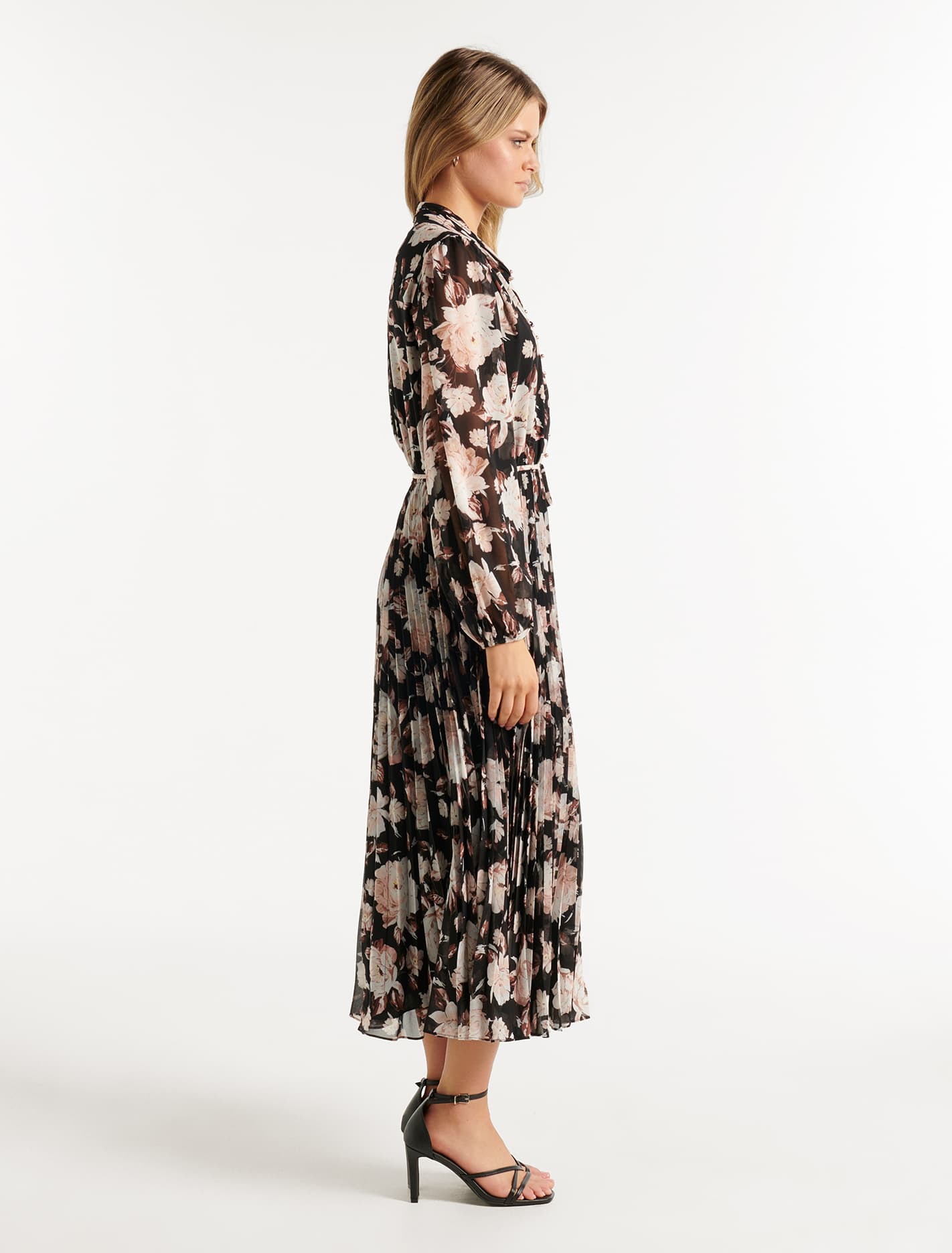 Zena Button Up Midi Dress Blackwood Floral