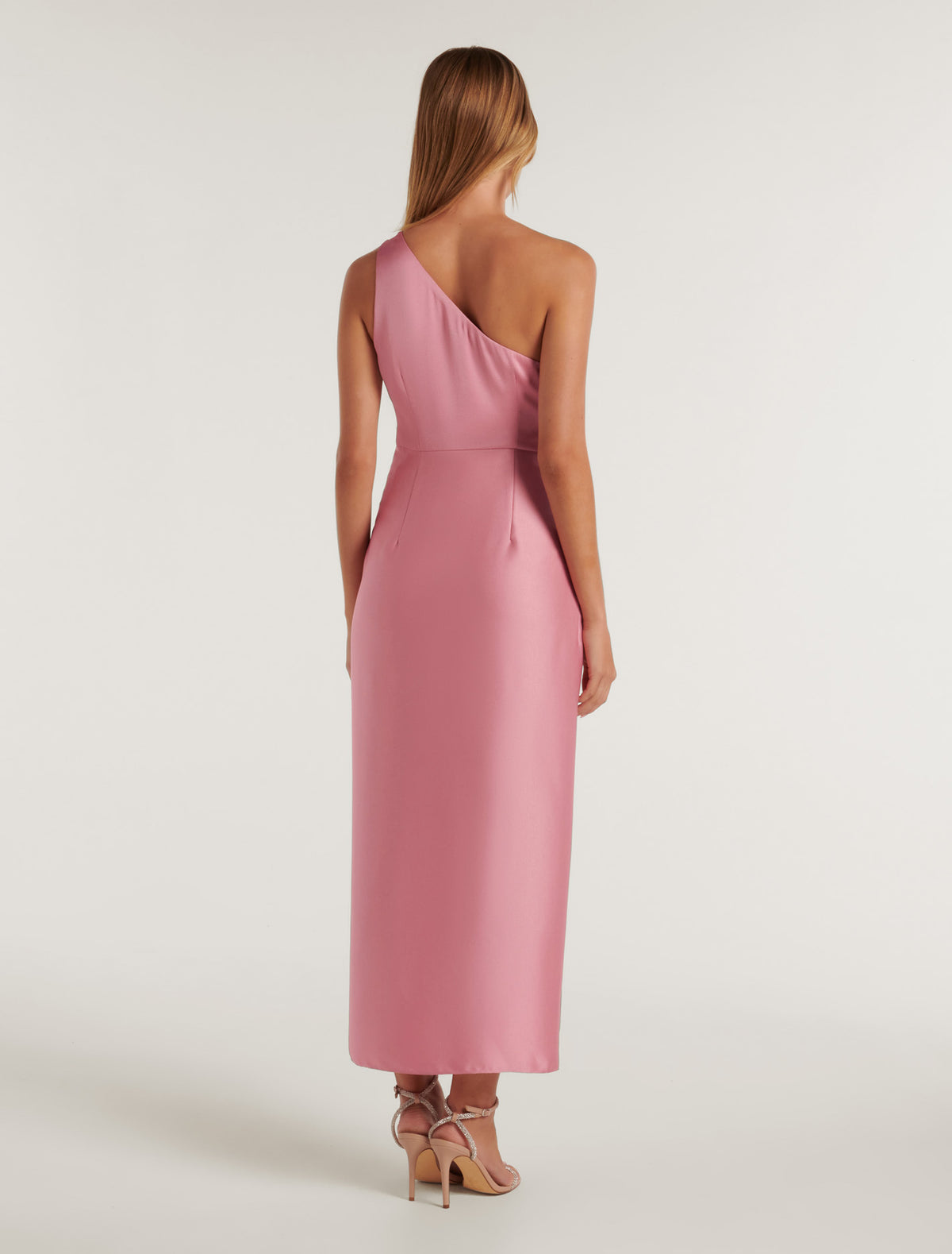 Melissa One Shoulder Satin Dress Wild Rose