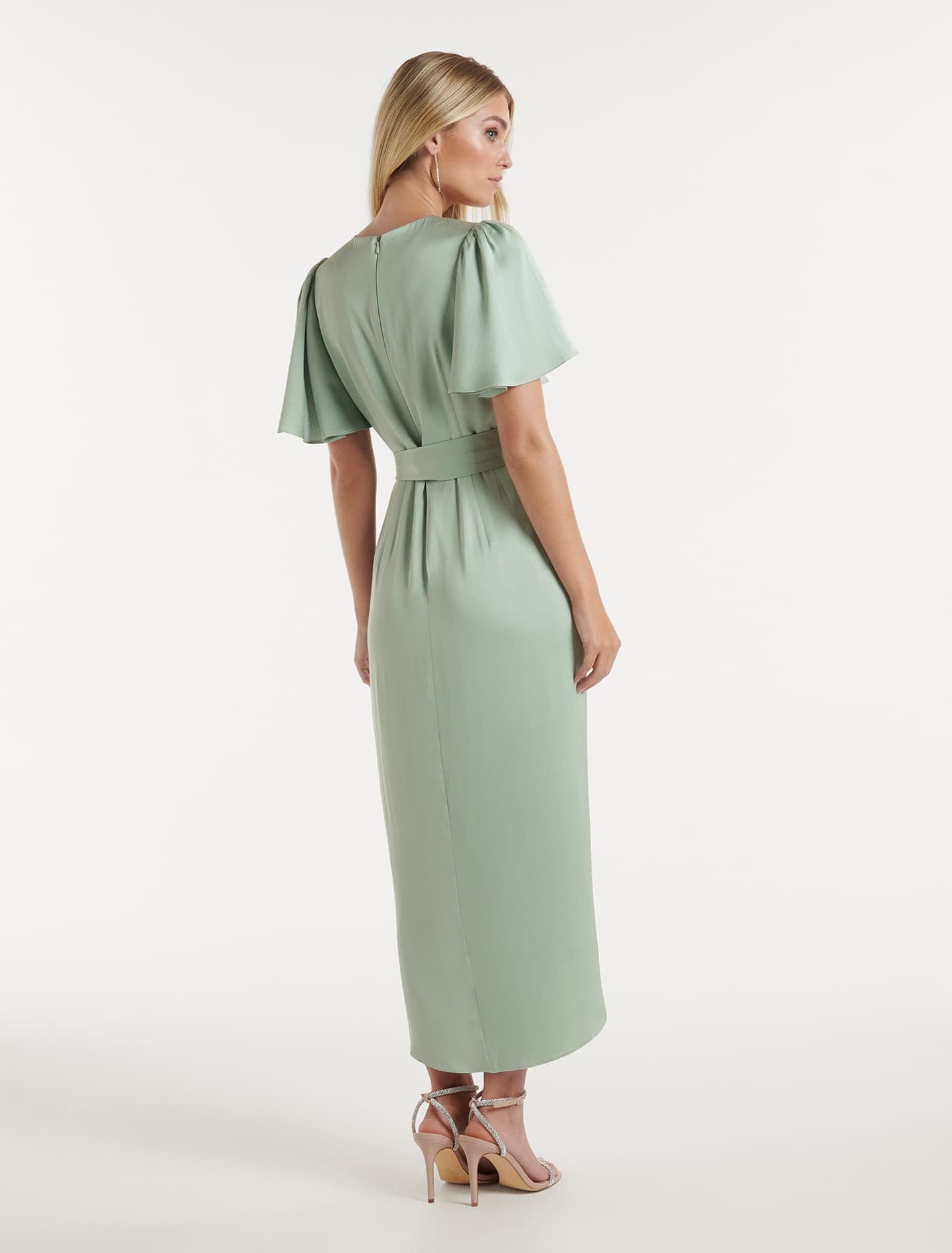 Carolina Satin Midi Dress Seafoam