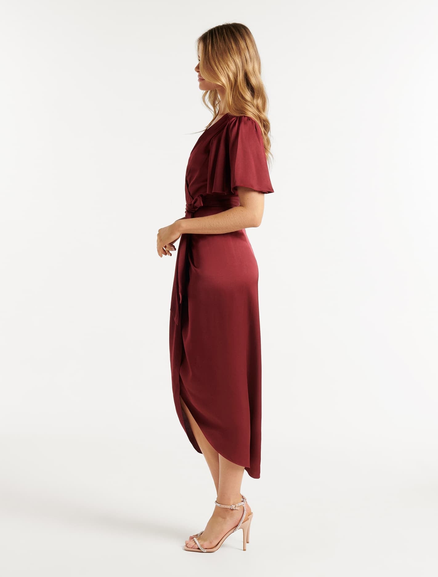 Carolina Satin Midi Dress Dark Red