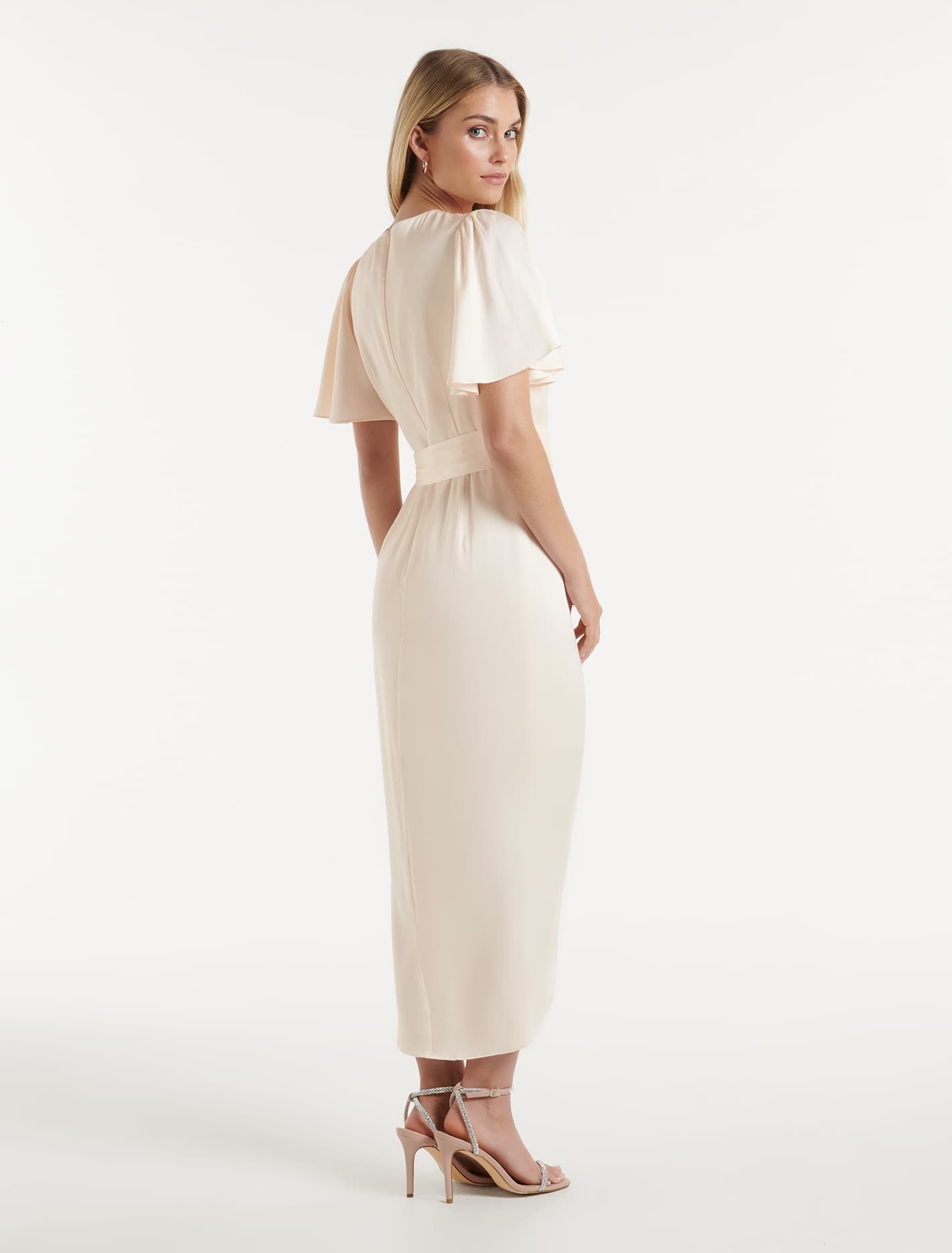 Carolina Petite Satin Midi Dress Ivory