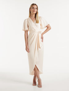 Carolina Petite Satin Midi Dress Ivory
