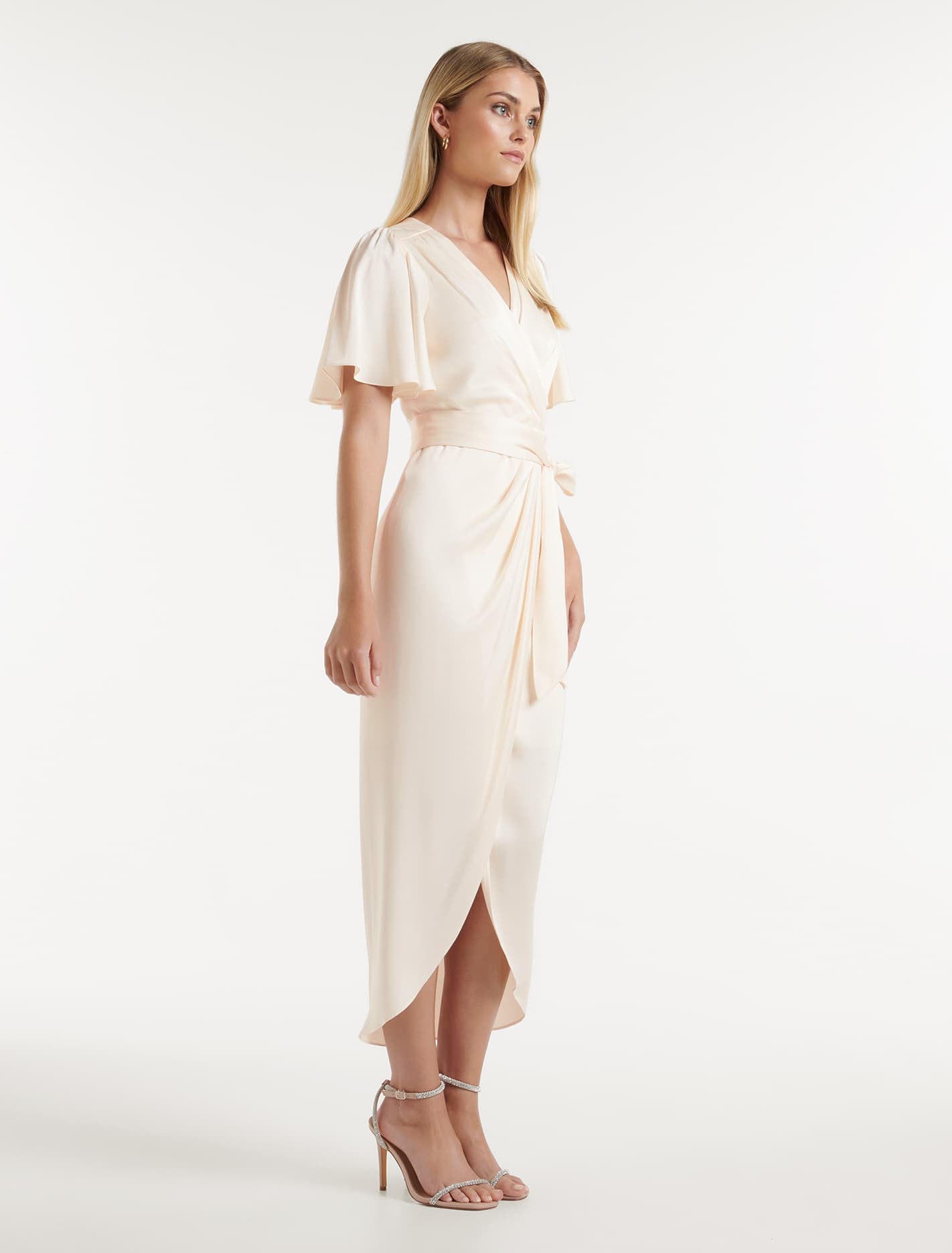 Carolina Petite Satin Midi Dress Ivory