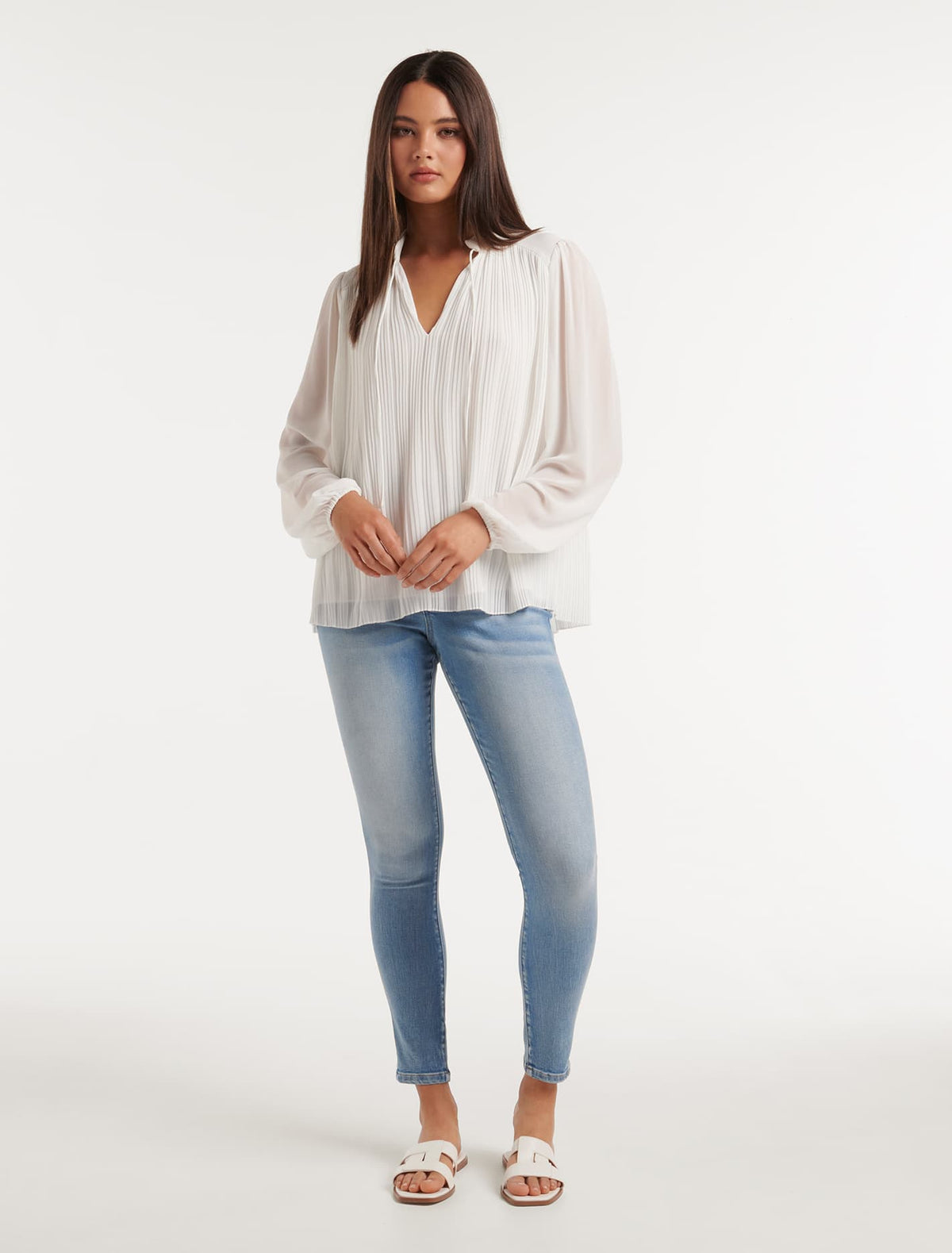 Tully Pleat Detail Blouse Porcelain